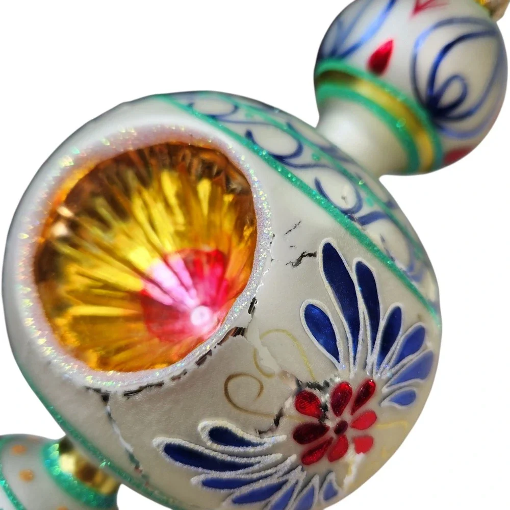 Christopher Radko Blue Danube Triple Indent Reflector Drop Ornament Poland   Box